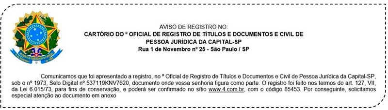 Mensagens alegam processamento de documento em cartório paulistano, citam lei de registros públicos e ameaçam bloqueio de contas e restrição a documentos, com enquadramento em crimes de ameaça e estelionato.