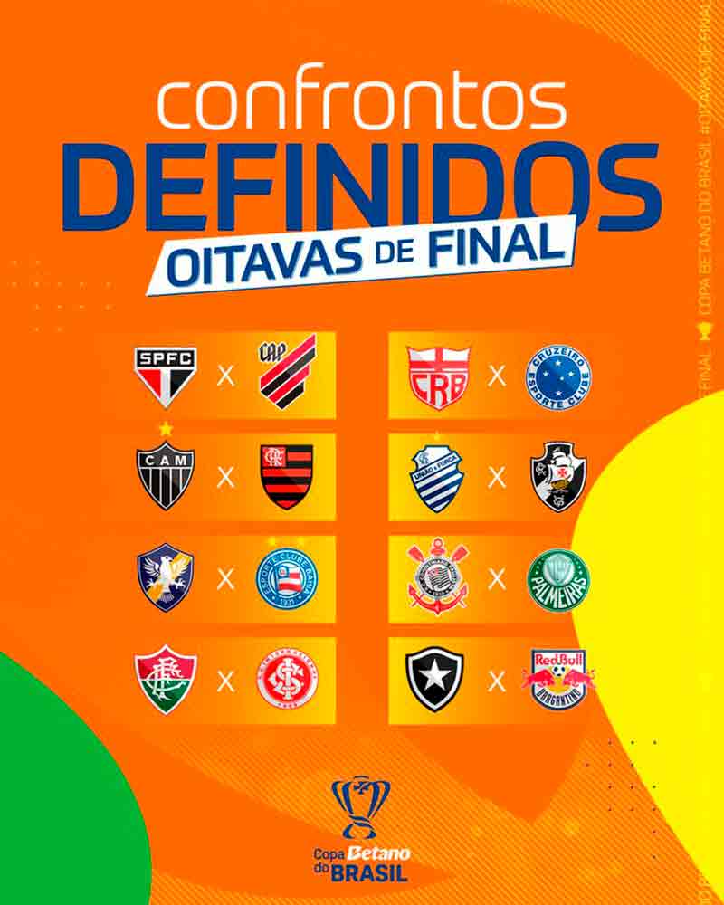 Com destaque para o clássico entre Palmeiras e Corinthians, foram definidos os confrontos das oitavas de final da Copa do Brasil.